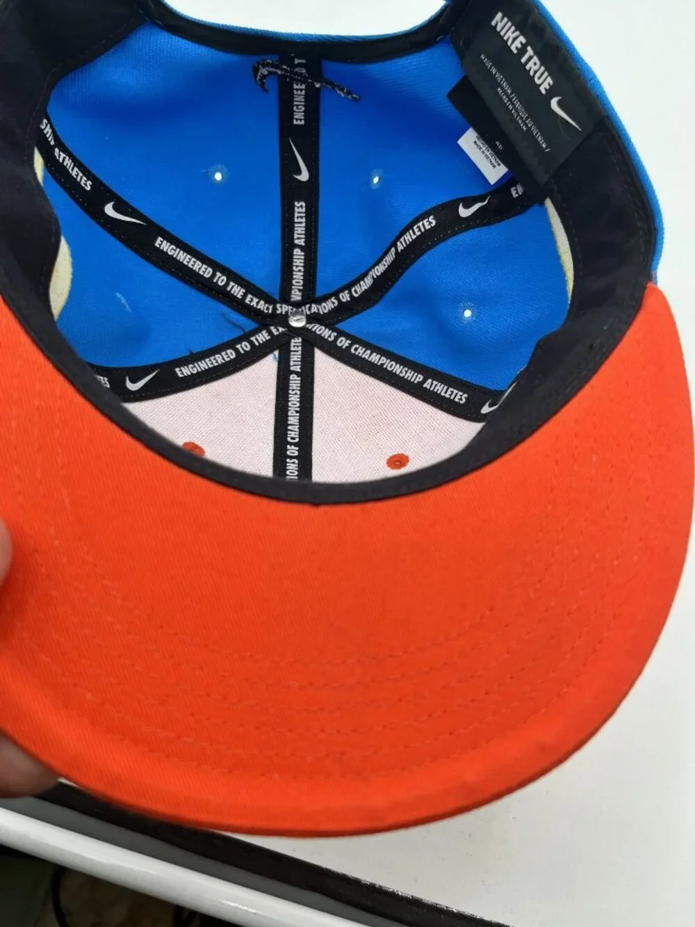 Nike KD True Snapback Hat Orange & Blue Adjustable Multicolor Stripes Basketball
